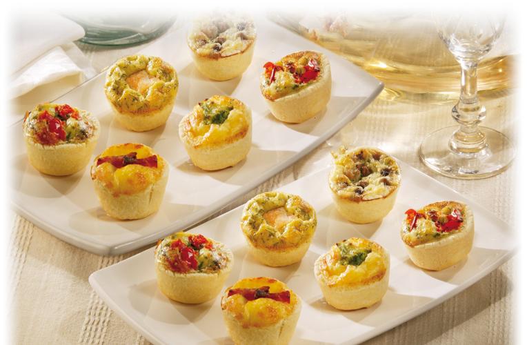 Mini bouchées apéritives - Assortiment de 5 recettes : saumon-aneth, chou-fleur-brocoli, tomate-chèvre-basilic, tartiflette, champignon-ail-persil_0