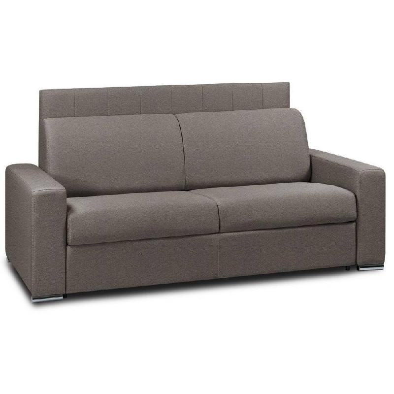 CANAPÉ LIT LEVALLOIS EXPRESS LATTES 120CM MATELAS 16CM TÊTE DE LIT INTÉGRÉE POLYURÉTHANE TAUPE_0