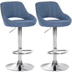 CLP Lot de 2 tabourets de bar Milet tissu Bleu/Métal chromé - bleu textile 324406_0