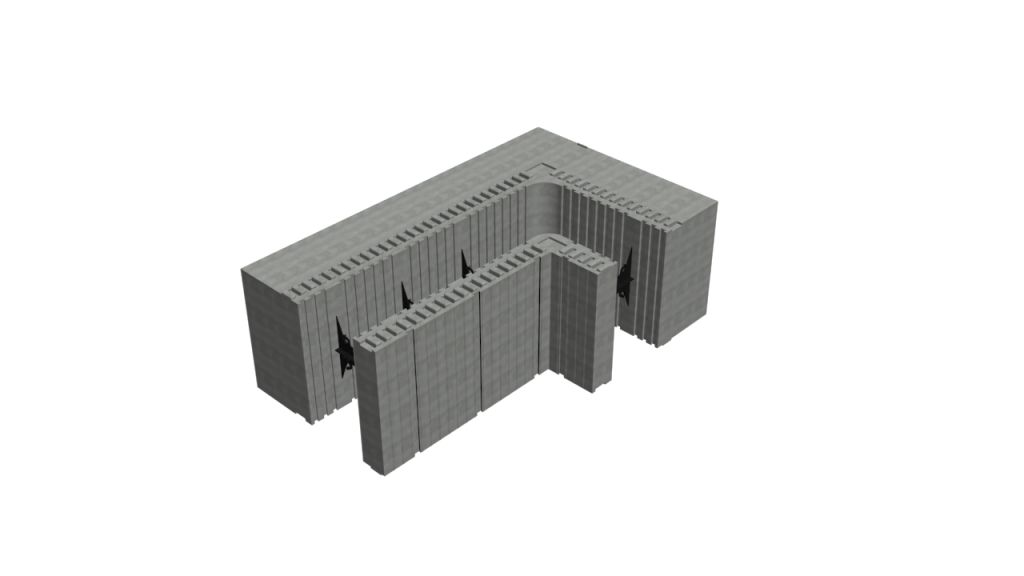 Coffrage isolant angle 90° - Reverbloc - épaisseur du bloc 40 cm - R = 7.18_0