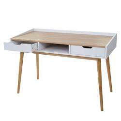 Décoshop26 - Bureau avec tiroirs de rangement compartiment de rangement 120x55cm MDF aspect frêne 04_0001403 - 3000489532693_0