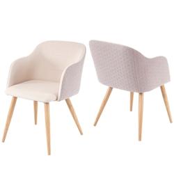 Décoshop26 - Lot de 2 chaises de salle à manger design rétro accoudoirs tissu/textile crème-beige 04_0000363 - beige 3000252958989_0