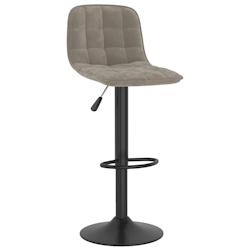Décoshop26 - Tabouret de bar x1 chaise haute avec dossier en velours gris clair et acier noir  DEC029477 - gris 3000257396250_0