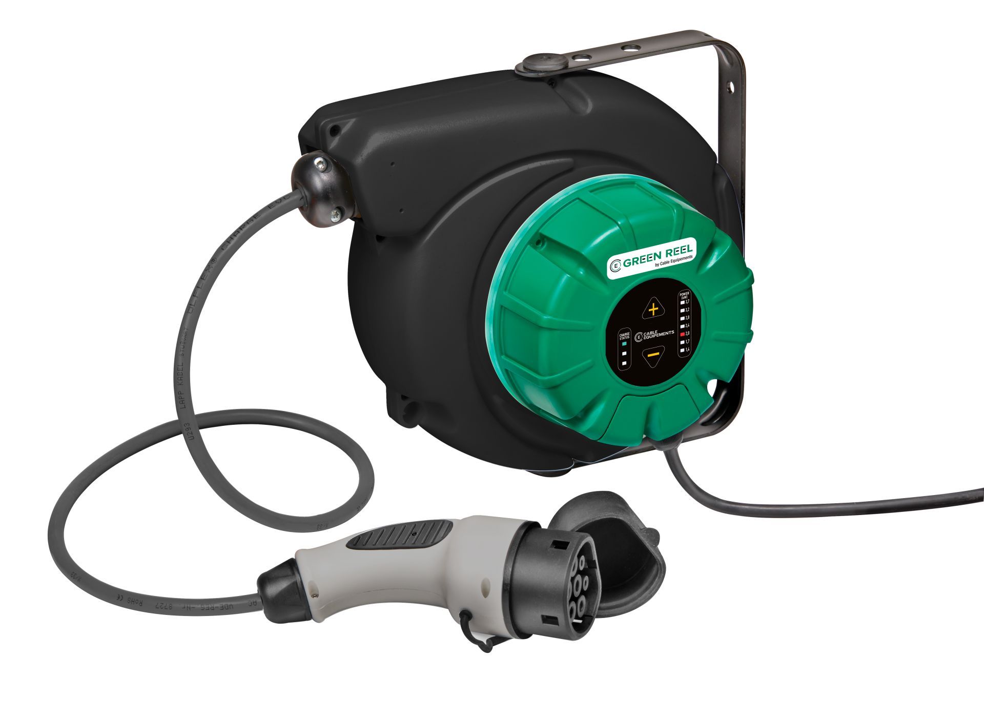 Enrouleur électrique à rappel automatique à ressort avec borne de recharge intégrée (3,7 kW) - GREEN REEL_0