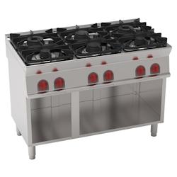 EURAST - Fourneau à gaz 6 brûleurs sur support ouvert - 1200x700x900 mm - 30 Kw - 35020317 - inox 35020317_0