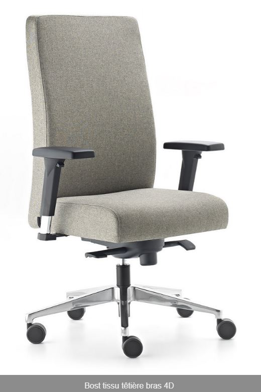 Fauteuil de direction Sokoa Bost - Embase chromée, accoudoirs 4D et mécanisme synchrone_0