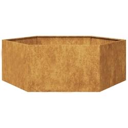 Helloshop26 - Jardinière bac lit surélevé plantes fleurs terrasse jardin hexagone 138 x 120 x 45 cm acier corten marron 02_0038639 - 3000217802487_0