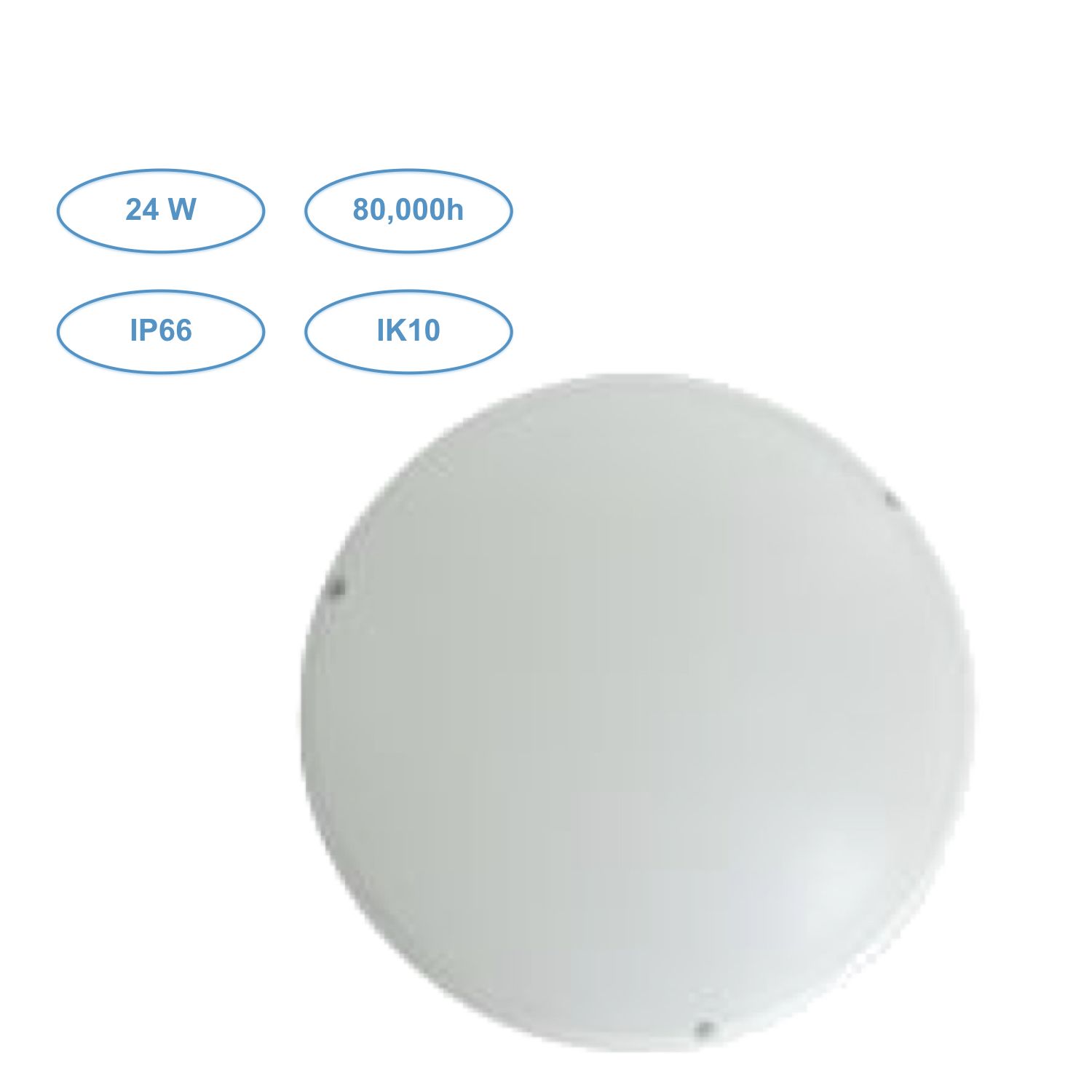 Hublot LED étanche anti-vandale 24W - 2500lm - IP65 IK10 - 80,000h - Blanc chaud ou neutre_0