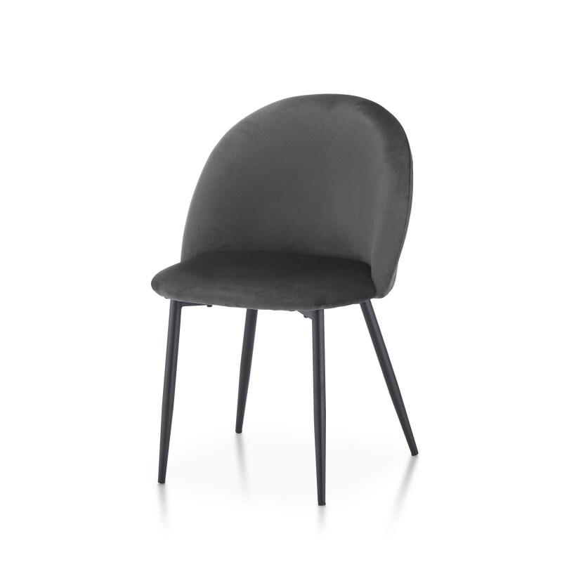 Kosmi Chaise ISALYS en tissu velours gris foncé - noir métal 3760301698883_0