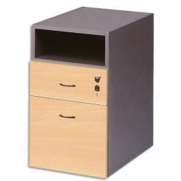 MT INTERNATIONAL CAISSON À ROULETTES 2 TIROIRS HAUTEUR SOUS BUREAU HÊTRE ANTHRACITE L43 X H71 X P60 CM