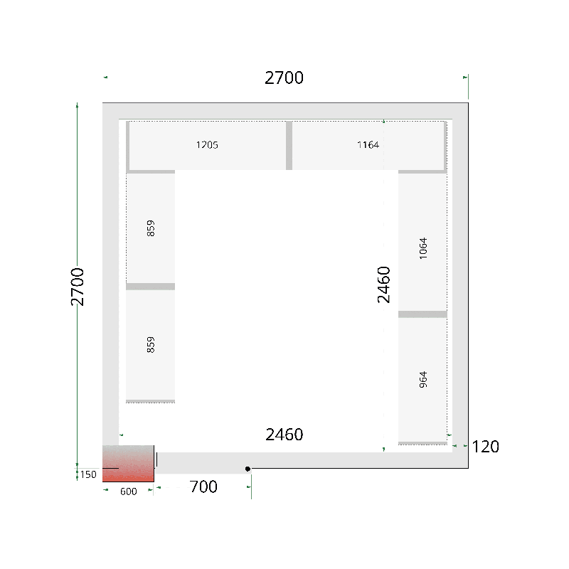 Panneaux de chambre froide 120 mm - TEFCOLD - Isolation polyuréthane - Référence CR 270x270x220_0