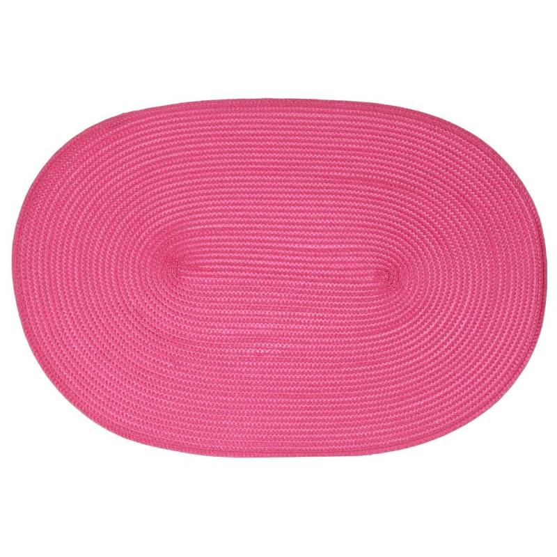 Set de table ovale tressé souple en polypropylène - Fuchsia - Paris Prix_0
