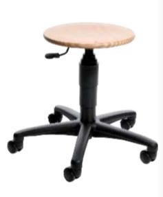 Tabouret TEC 60 - Réglable en hauteur - Assise en hêtre naturel - Piétement plastique robuste_0