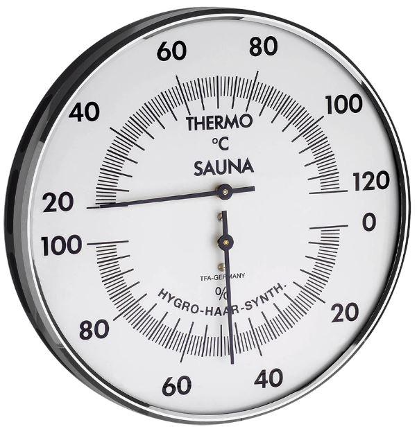 Thermomètre / hygromètre mécanique - sauna - lunette laiton chromé #4132t_0