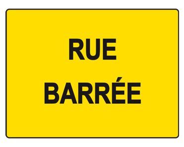 29994 - Panneau de chantier KC1 sans pied rue barrée - 600 x 800 mm - Film rétroréfléchissant classe T1 ou T2_0