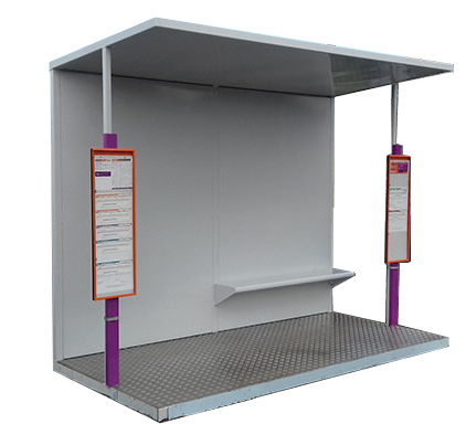 Abri bus provisoire / structure en acier / avec banquette / 300 x 150 cm_0