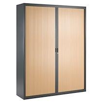 Armoire haute à rideaux démontables décor bois Largeurs spécifiques 200 x 160 cm anthracite-hêtre_0