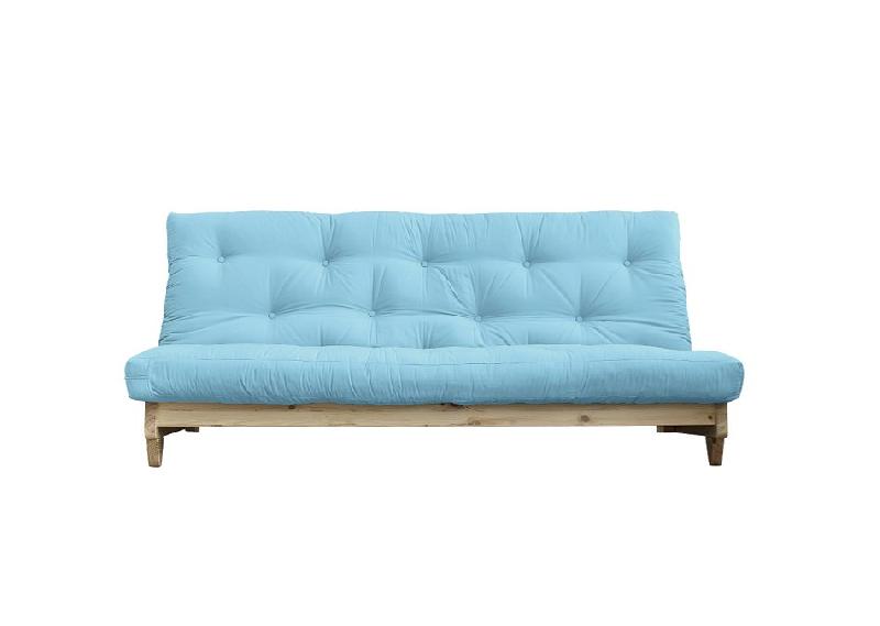 Banquette convertible futon Fresh en pin - Coloris bleu clair - Couchage 140x200 cm - Karup_0