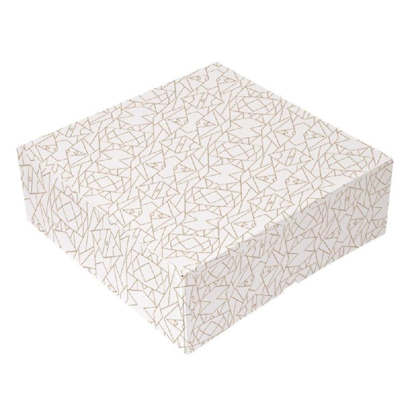 Boite pâtissière The Pack carton ondulé nano micro blanc/or 30x30x8cm - par 100_0