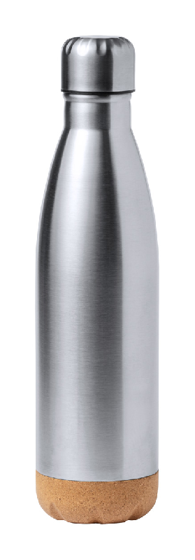Bouteille en acier inoxydable 750 ml - fond en liège naturel - couleur argentée_0