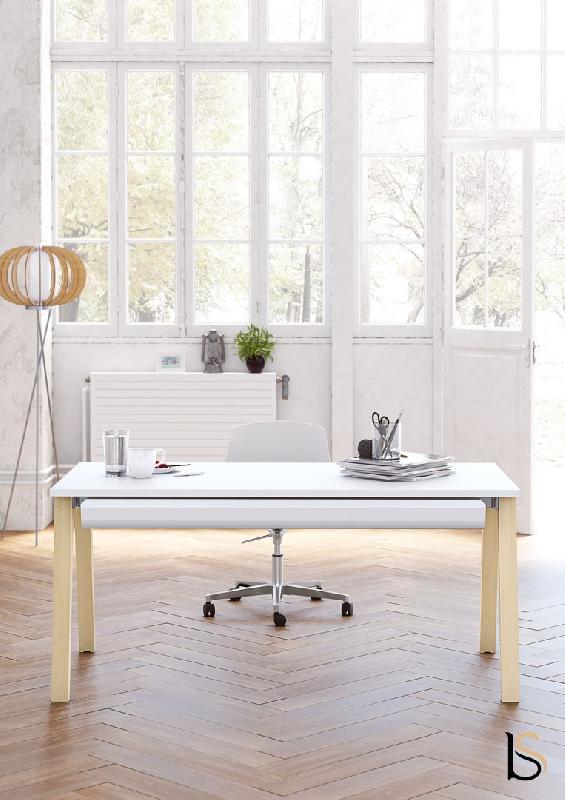 Bureau individuel Born Wood - Mobel Linea - 180, Blanc_0