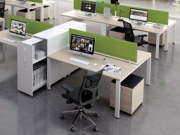 Bureau 2 personnes bois metal moderne_0