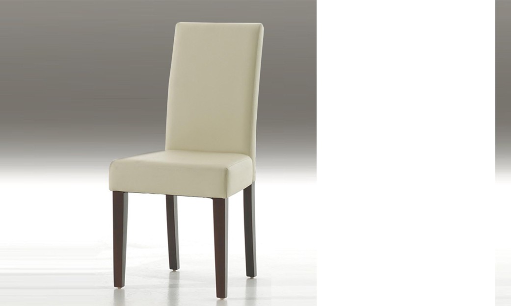 Chaise contemporaine MALI - coloris crème - pieds en bois foncés - L46 x P51 x H96 cm - Norme CE_0