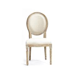 Antic Line Créations Chaise médaillon tissu lin - H100 x L50 x P58 - assise H48cm - marron textile CS1586_0