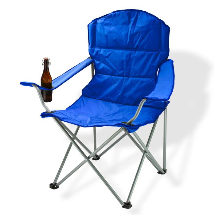 Chaise pliante avec porte-boissons - couleur bleue_0