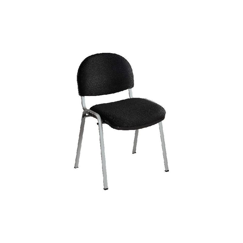 CHAISE REUNION ET VISITEUR PRIMA - TISSU REMBOURRE - NOIR - PIEDS ALU - LOT DE 4