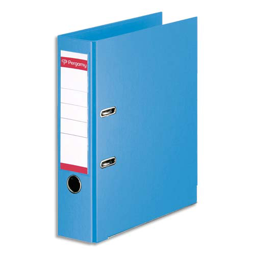 CLASSEUR A LEVIER PERGAMY - POLYPROPYLENE INTERIEUR/EXTERIEUR - DOS 8 CM - A4 - BLEU CIEL