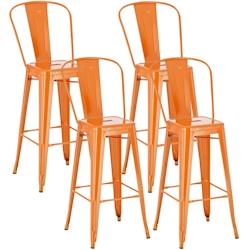 CLP Lot de 4 tabourets de bar Design Aiden Orange - orange métal 312738_0