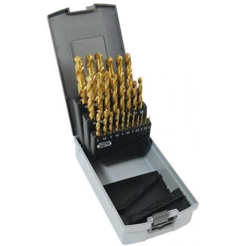 COFFRET POLYMÈRE DE 25 FORETS TAILLÉS MEULÉS HSS TIN 1-13MM- F2-C25 SAM OUTILLAGE
