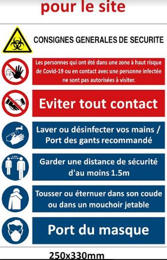 Consignes de sécurité - PVC1 ou vinyle adhésif - format 250x330mm ou 330x250mm - ref covsite ou covmag_0