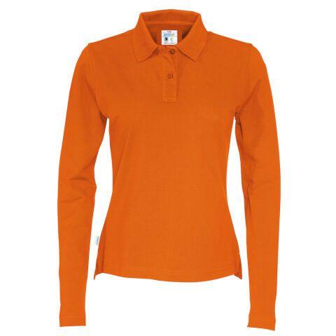 COTTOVER POLO PIQUE MANCHES LONGUES FEMME - CERTIFIÉ GOTS ORANGE - TAILLE XS