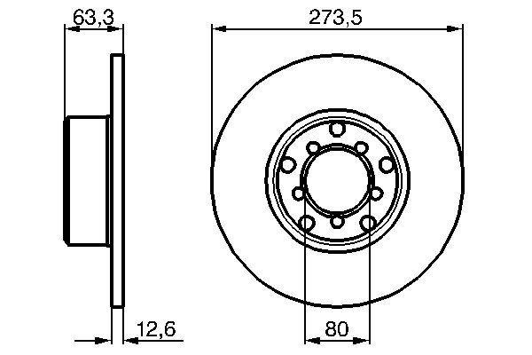 Disque de frein Bosch 0986478057 - boîte de 2 disques - avant - plein - 5 trous - 12,7 mm_0