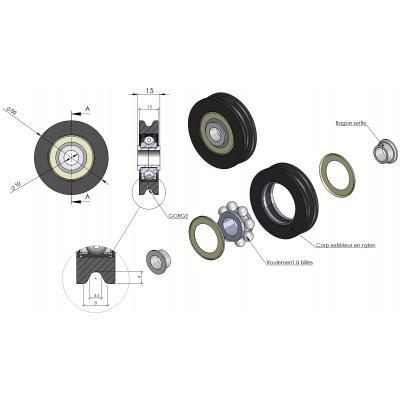 Ensemble supports poulies fixes nylon sectionnelle (la paire) - spadone_0