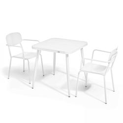 Oviala Business Ensemble table de jardin et 2 fauteuils en aluminium blanc - Oviala - blanc aluminium 108256_0