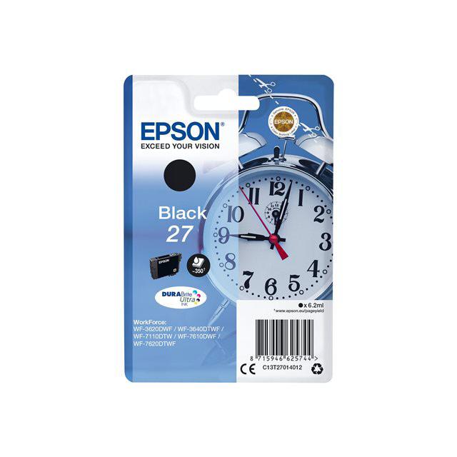 EPSON 27 - 6.2 ML - NOIR - ORIGINALE - CARTOUCHE D'ENCRE - POUR WORKFORCE WF-3620, WF-3640, WF-7110, WF-7210, WF-7610, WF-7620, WF-7710, WF-7715, WF-7720