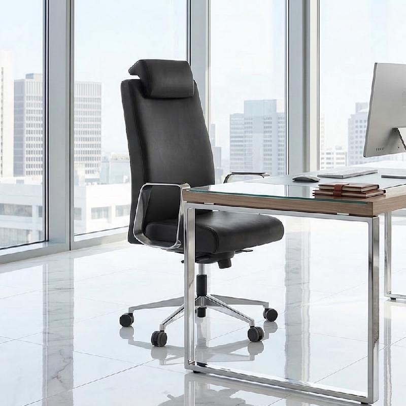 Fauteuil de direction en cuir Bost - Sokoa - cuir noir, Non_0