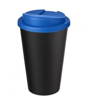 GOBELET AMERICANO ECO RECYCLÉ DE 350ML AVEC COUVERCLE ANTI-DÉVERSEMENT NOIR - GOODIES ÉCOLOGIQUES