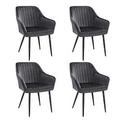 Helloshop26 - Chaise de salle à manger fauteuil siège rembourrée avec accoudoirs largeur d'assise 49 cm pieds en métal revêtement en 12_0004910 -_0