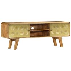 Helloshop26 - Meuble télé buffet tv télévision design pratique bois de manguier massif 120 cm 2502138 - 3002470644880_0