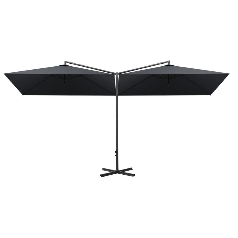 Helloshop26 - Parasol double avec mât en acier 600 x 300 cm anthracite 02_0008424 - acier 3000449982728_0