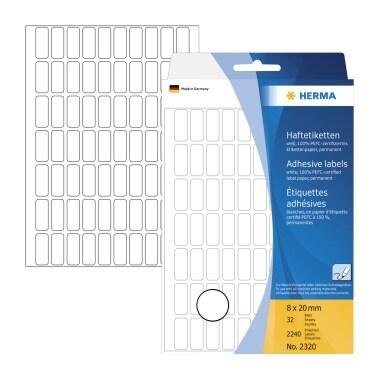 HERMA 2240 étiquettes blanches multi-usage, format 8 x 20 mm (32 feuilles 11x17 / cdt) - 2320_0