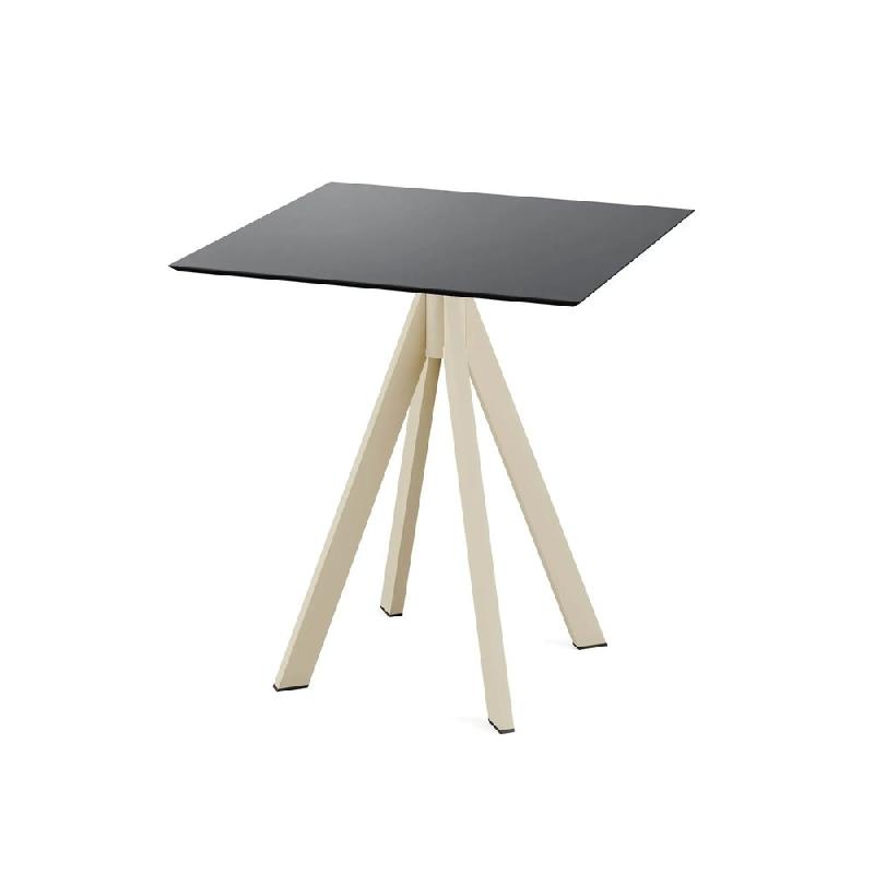 Infinity table de bistrot avec piètement sable + plateau HPL noir 70x70 cm_0