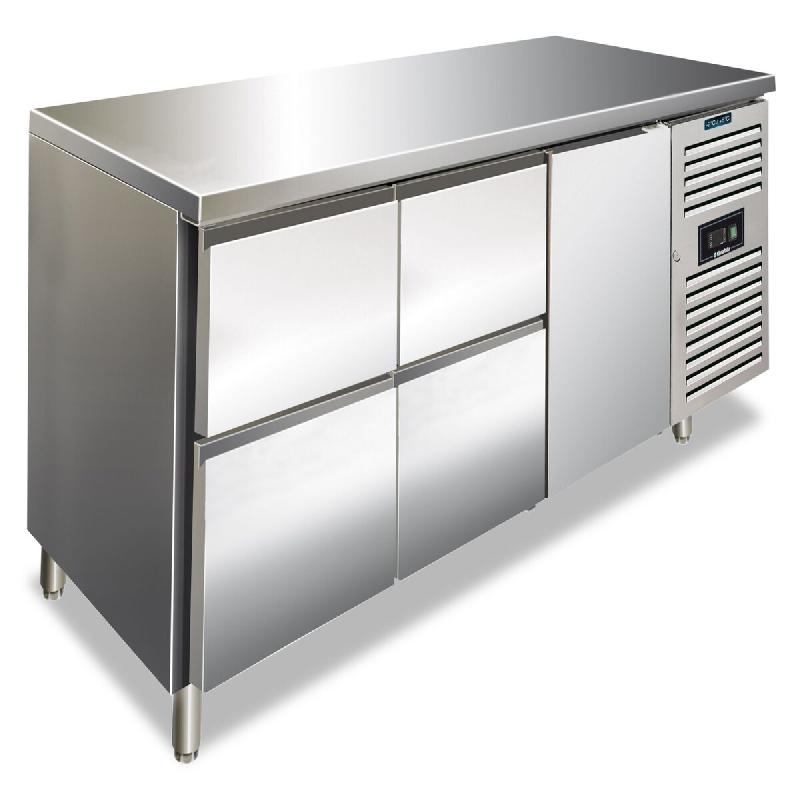 KLIMAITALIA Table frigo inox avec 4 tiroirs de pte 1/2 + 1. Classe B. Dégivrage auto. T° -2°C/+8°C. Dim. LxSx H 179,5x70x86 cm. CXF3140TN - 4553_0