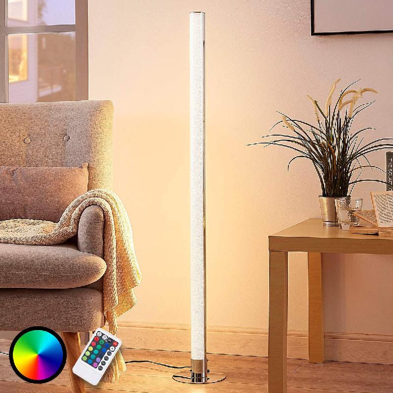 LINDBY LAMPE SUR PIED LED HADIS, RVB, TÉLÉCOMMANDE, BLANC, 120 CM