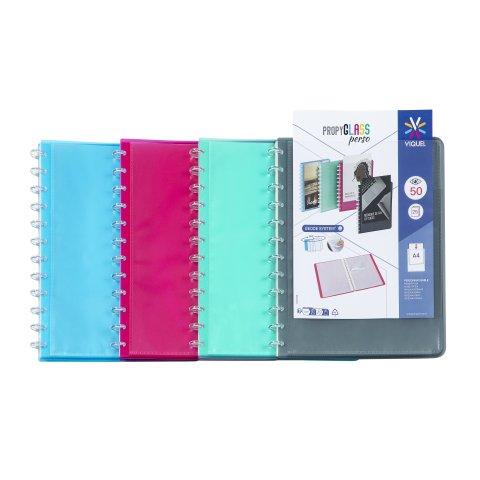 LOT DE 10 - PROTÈGE-DOCUMENTS PERSONNALISABLE VIQUEL GÉODE POLYPROPYLÈNE TRANSLUCIDE A4+ 25 POCHETTES - 50 VUES