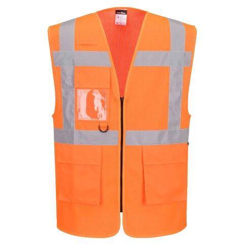 LOT DE 4 - PORTWEST ES376 ES1 ESSENTIAL GILET EXÉCUTIF EN MAILLE HAUTE VISIBILITÉ ORANGE - TAILLE 5XL